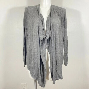 Vince Womens Gray Open-Front Ruffle Knit Cardigan Sweater Long Sleeve Size Large